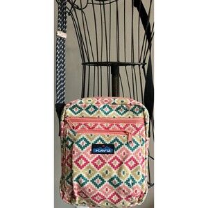 KAVU Keeper Canvas Rope Sling Crossbody Handbag Pink Yellow Teal EUC